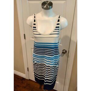Marc by Marc Jacobs White & Blue Striped Tank Dress W/ Pockets! Size XS